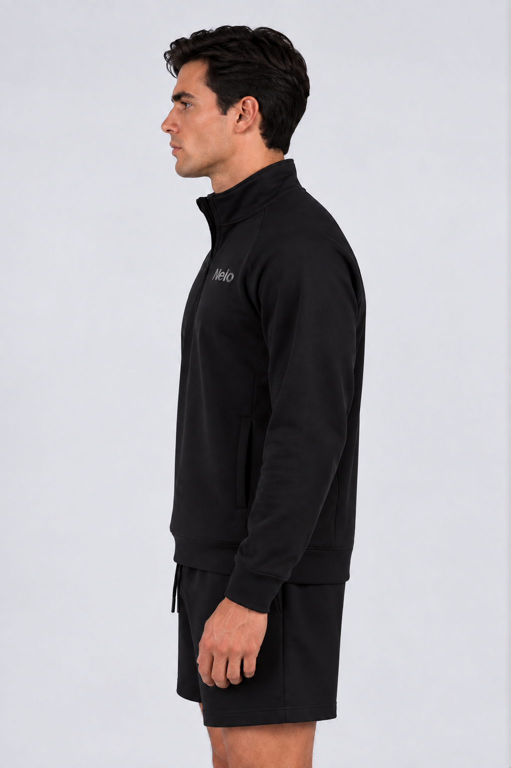 Black men half zip side 