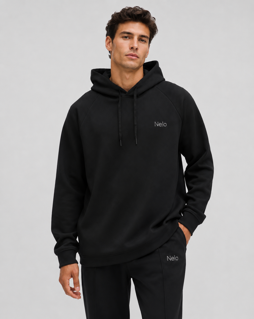 Black men hoodie front #color_black
