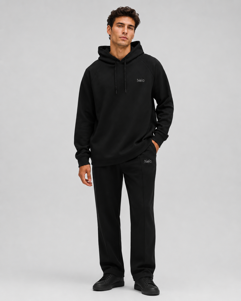 Black men sweatpants front #color_black
