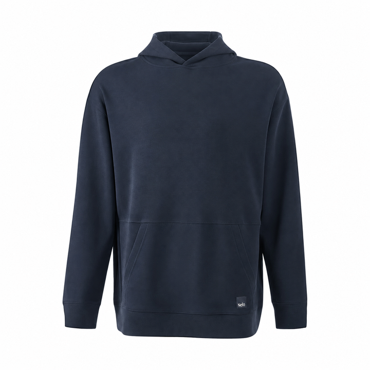 Navy signature cotton hoodie front 